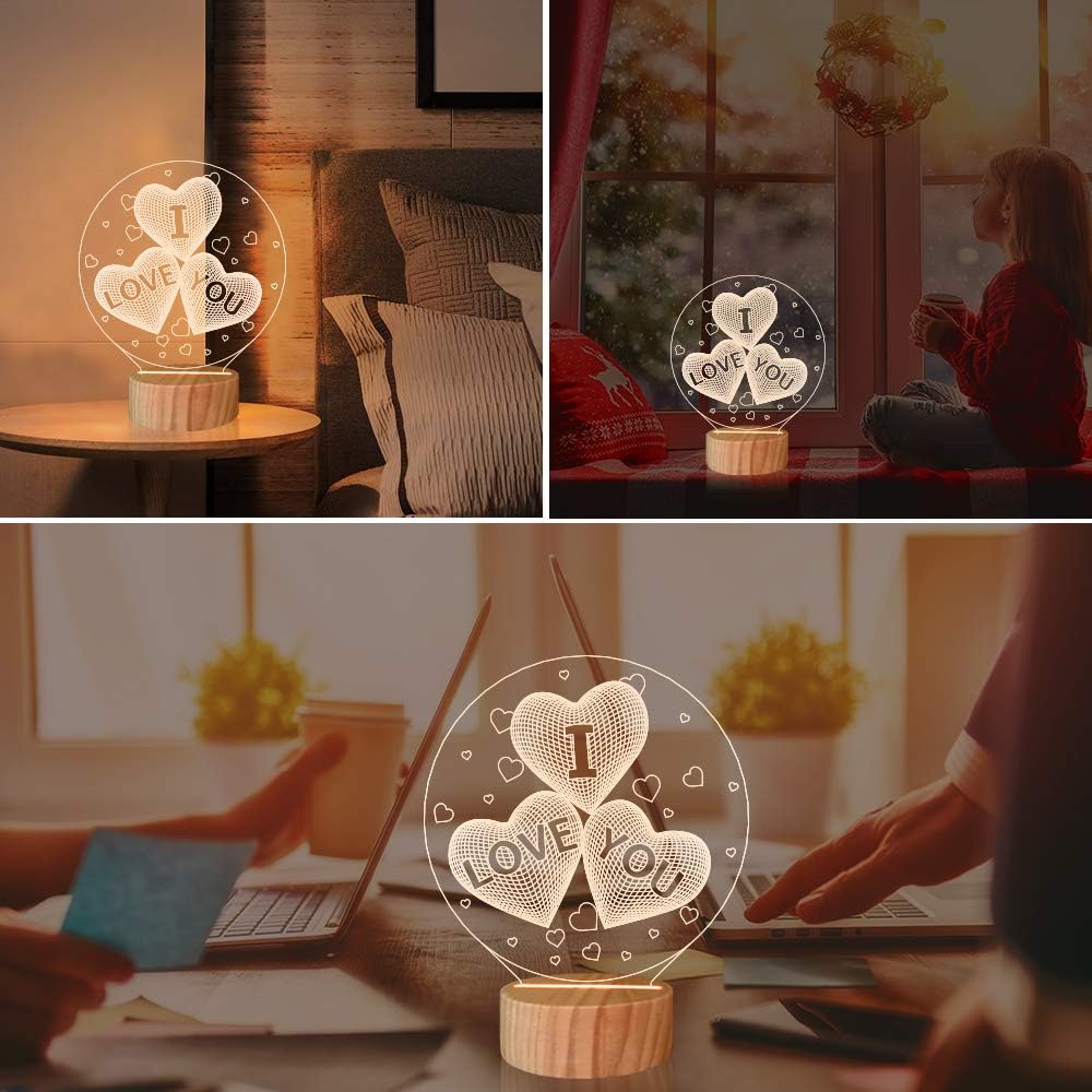 I Love You 3D Heart Lamp 🌟💫